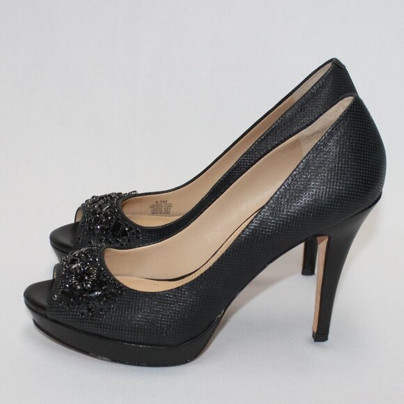 Antonio Melani Black Peep Toe Heels - Picture 4 of 9